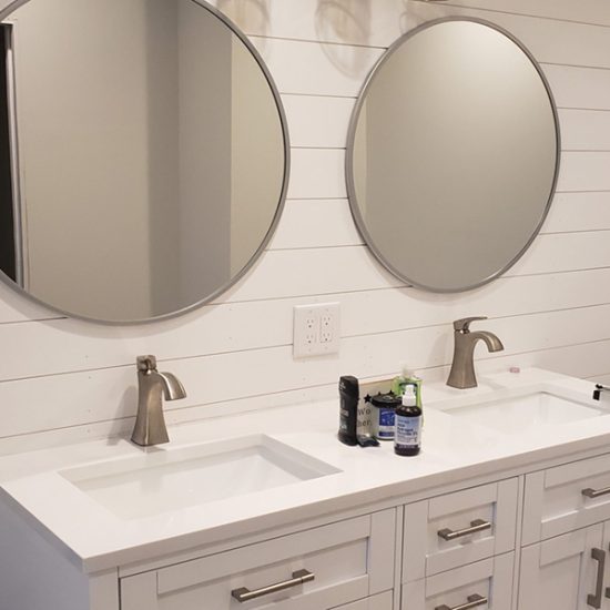 Modern bathroom with double sinks