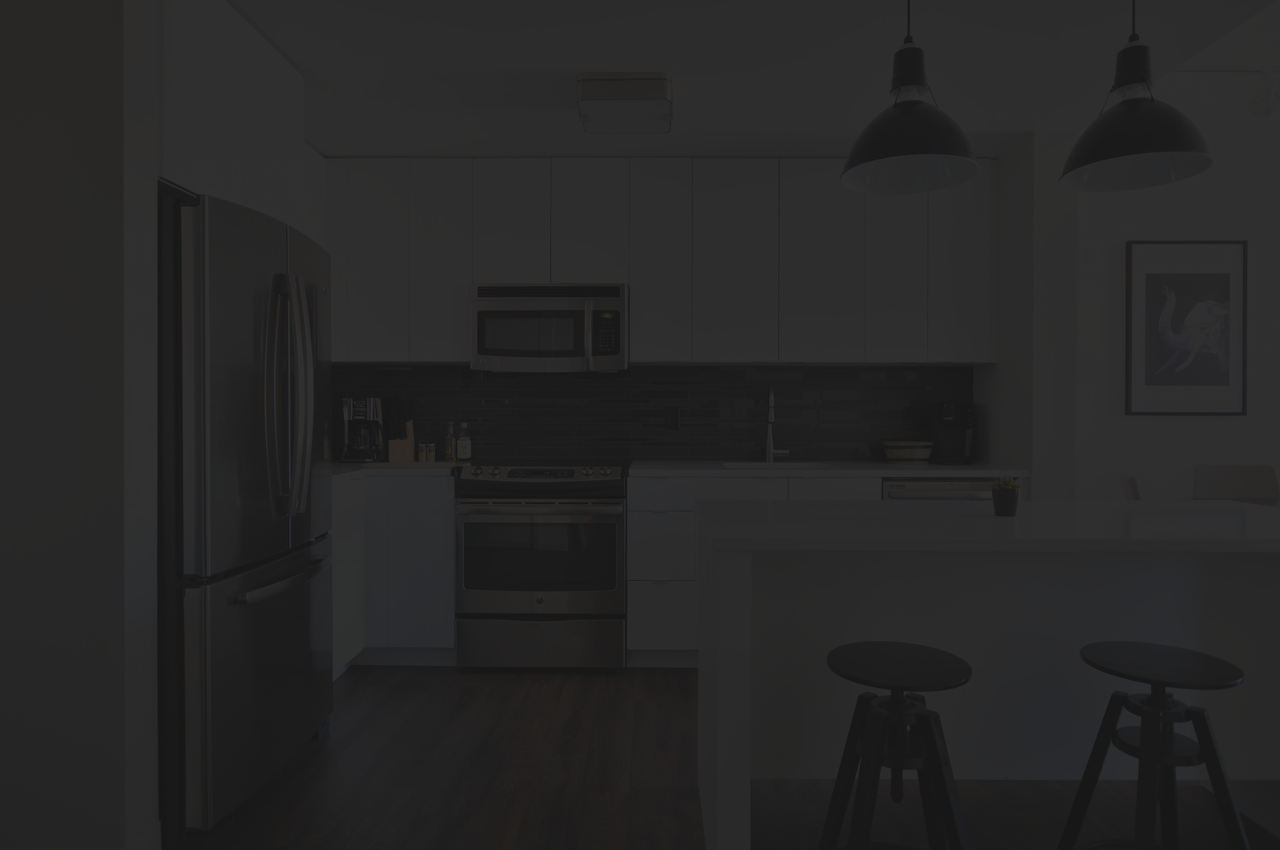 Modern kitchen with dark accents