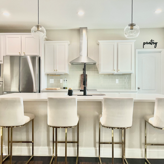 Modern kitchen with white cabinetry