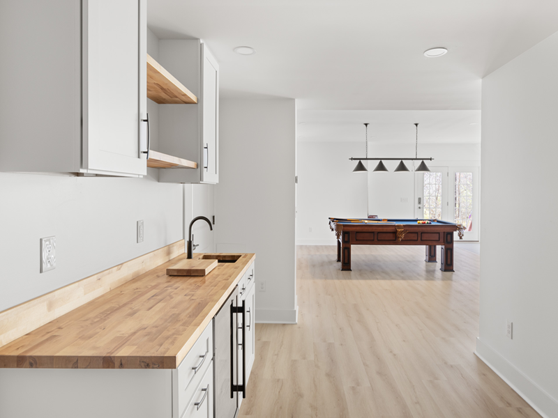 Modern kitchen with open living space