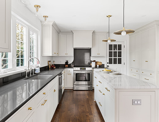 Modern kitchen with white cabinetry